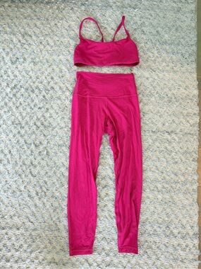 lululemon athletica Hot Pink Scoop Bralette & High-Waist Leggings Set